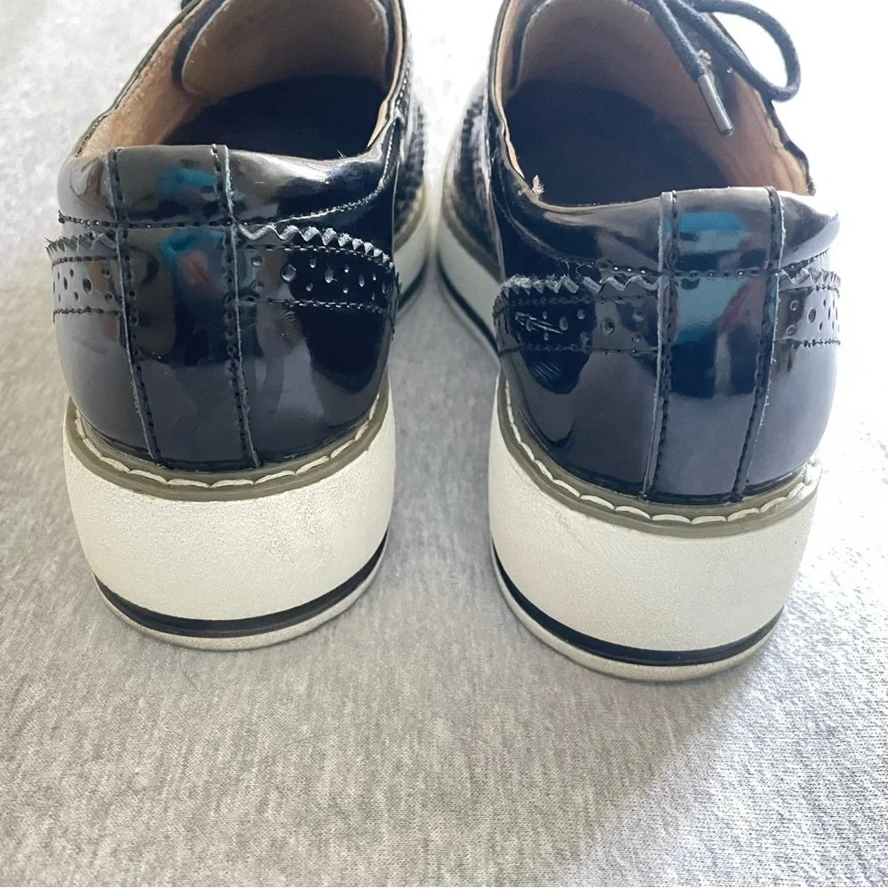 Dadawen Women’s US10 EU40 Black Oxford Platform Lace Up Shoes